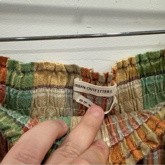 Urban Outfitters Fall Plaid Mini Skirt Drawstring Large Pockets Cotton XS - Picture 4 of 7